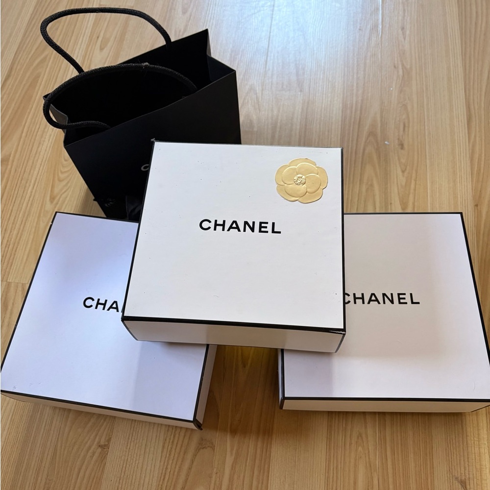 Chanel boxes and bag